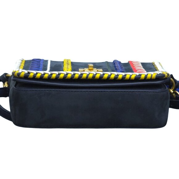 Tory Burch Kira Whipstitch Navy Suede Leather Mini Crossbody Shoulder Bag‎ - Picture 6 of 12